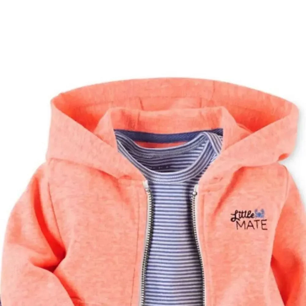 NWT 24 Months Carter's Boy's/ Girl's Orange Blue 3-Pc Hoodie Bodysuit Shorts Set